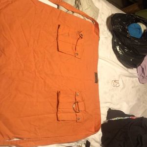 Mario Batali orange waist apron, excellent condition.